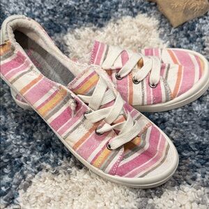 Jellypop Pink and Orange Striped Sneakers